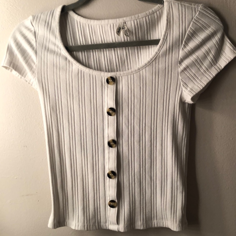 cute button front white shirt